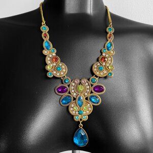 Betsey Johnson Multi Colour Crystal Bib Necklace